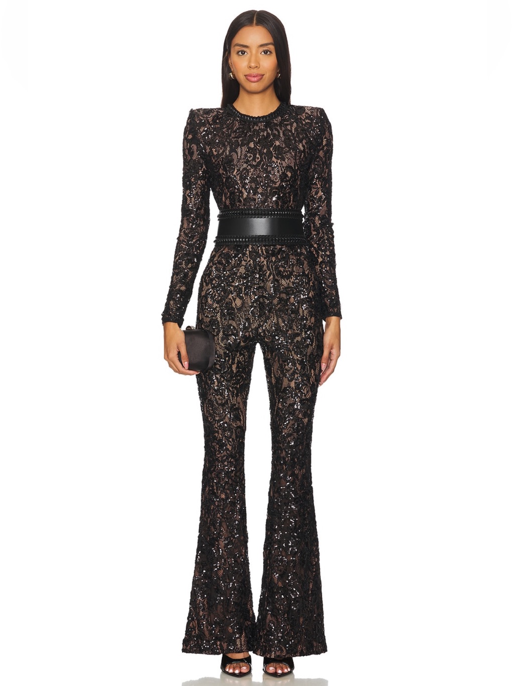 Nadine Merabi Bella Jumpsuit Black Sz 2 Xs